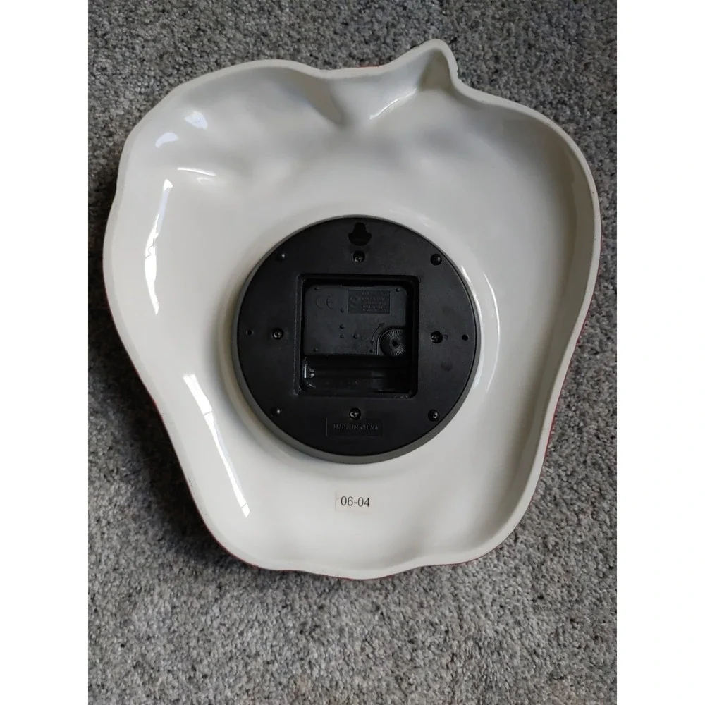 Vtg Acurite Red Apple Ceramic Wall Clock Quartz 11
